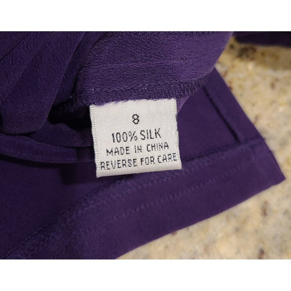 New! Vtg DRESS BARN Sz 8 Purple Silk 3 Piece Blouse, Tank & Pant Set Pleated - Picture 9 of 16